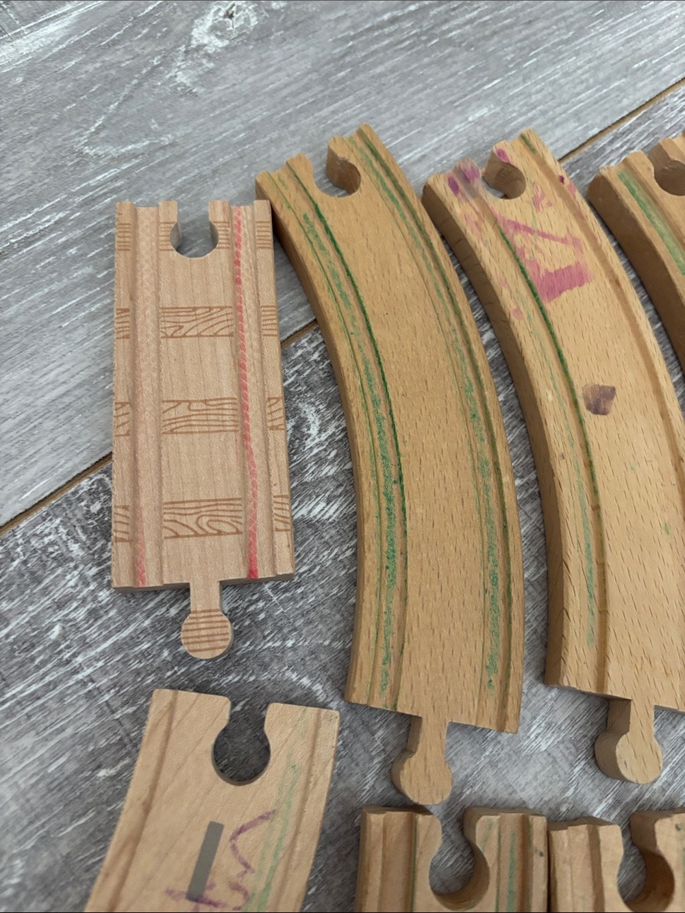 Wooden Track - Set #3 - 8 Pieces Marked/Fair Condition - Picture 5 of 7